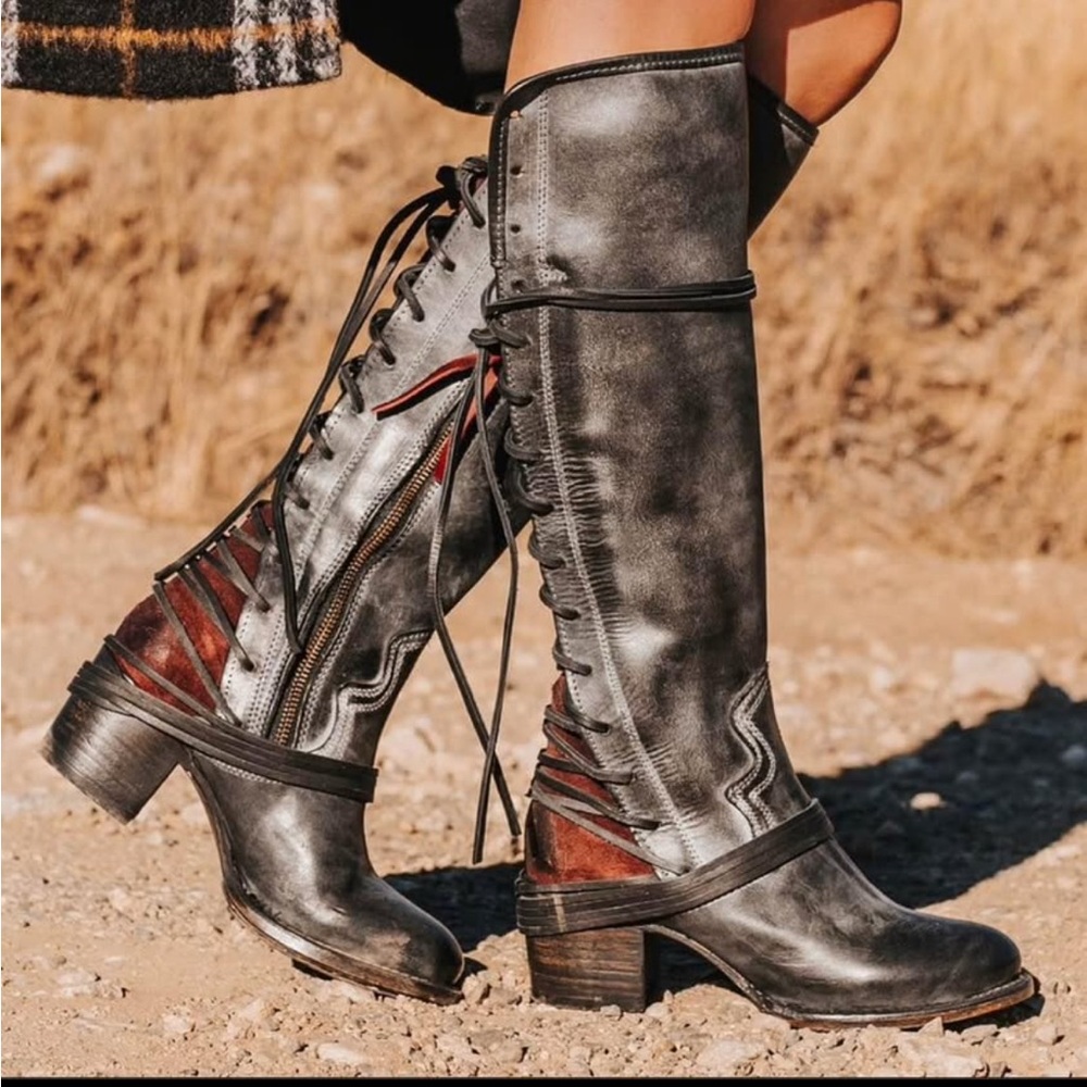 Freebird black and Brown Lace Up Boots coal